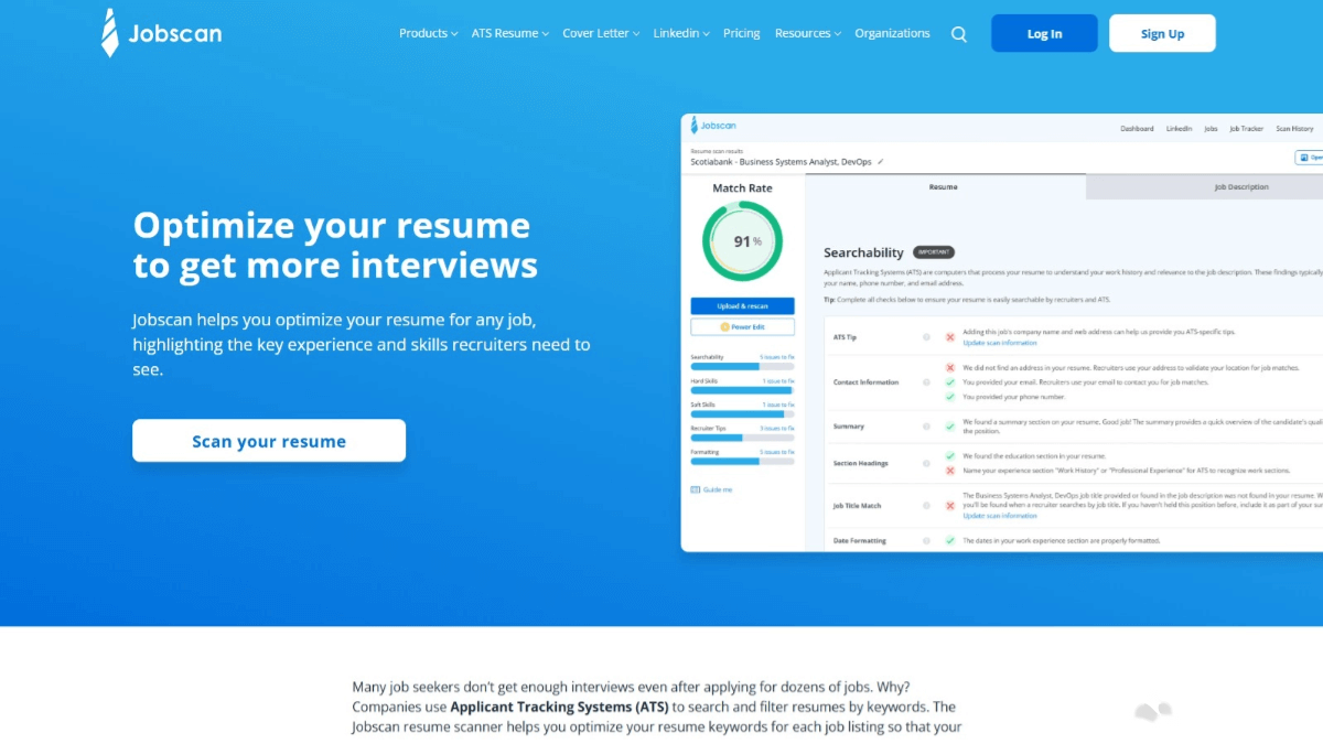 Jobscan screenshot