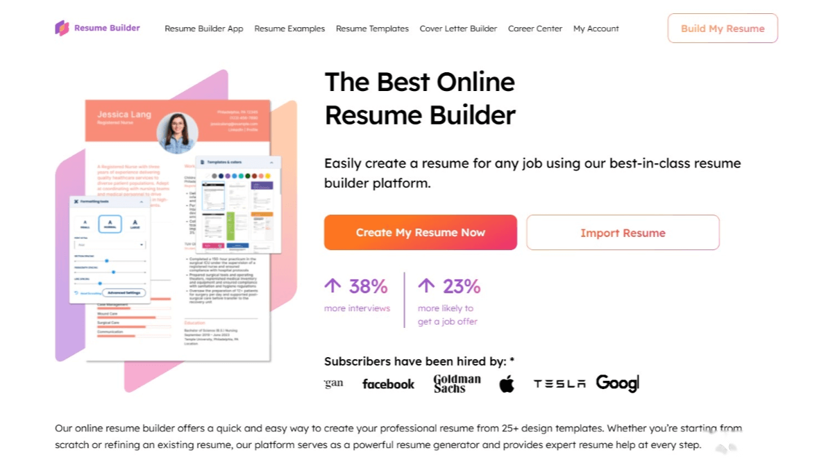 ResumeBuilder.com screenshot