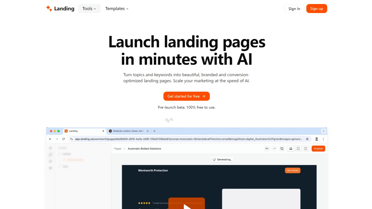 Landing screenshot